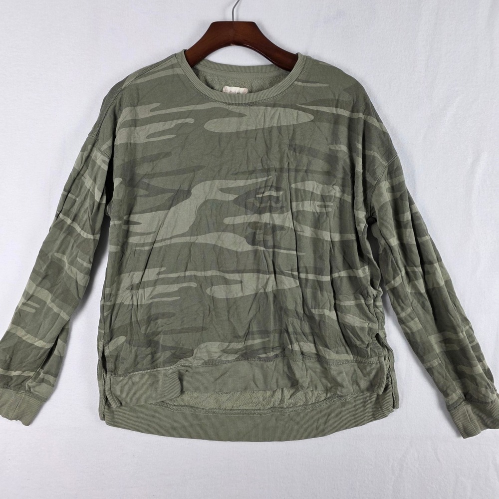 Alter'd State Women's Sage Green Camouflage French Terry Crewneck Sweatshirt S